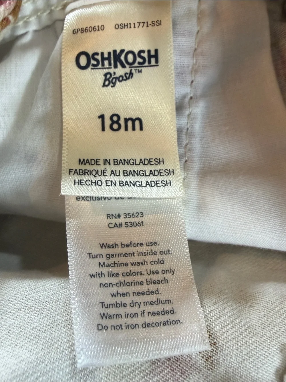 OshKosh B'gosh Cream Floral Overalls 18M 100% Cotton